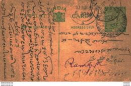 India Postal Stationery George V 1/2A To Ramgarh - Cartes Postales