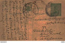 India Postal Stationery George V 1/2A Udaipur Cds To Bhilwara Cds - Cartes Postales