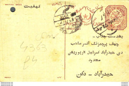 '"''India Postal Stationery 8p Nizam''''s Dominions''"' - Cartes Postales