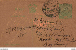 India Postal Stationery George V 1/2A Kalbadevi Bombay Cds - Ansichtskarten