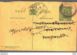 India Postal Stationery George V 1/2A Kalbadevi Bombay Cds Jodhpur Cds - Cartes Postales