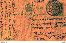 India Postal Stationery George V 1/2A Balotra Cds Haripur Marwar Cds - Postcards