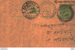 India Postal Stationery George V 1/2A Kalbadevi Bombay Cds RAipur Cds - Postkaarten