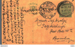 India Postal Stationery George V 1/2A Kalbadevi Bombay Cds Sambhar Lake Cds - Postkaarten