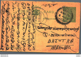 India Postal Stationery George V 1/2A Balotra Barmer Cds - Postales