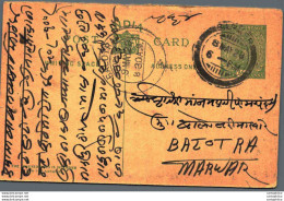 India Postal Stationery George V 1/2A Balotra Barmer Cds - Postcards