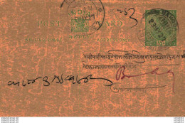 India Postal Stationery George V 1/2A To Bombay - Ansichtskarten