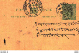 India Postal Stationery George V 1/2A Kalbadevi Bombay Cds Nagaur Marwar Cds - Postkaarten