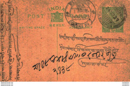 India Postal Stationery George V 1/2A Kalbadevi Bombay Cds - Postcards