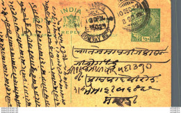 India Postal Stationery George V 1/2A Kalbadevi Bombay Cds - Ansichtskarten