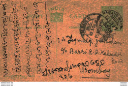 India Postal Stationery George V 1/2A Kalbadevi Bombay Cds Nagaur Marwar Cds - Postkaarten