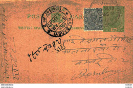 India Postal Stationery George V 1/2A Kalbadevi Bombay Cds - Postkaarten