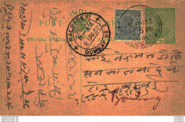 India Postal Stationery George V 1/2A Kalbadevi Bombay Cds - Postales