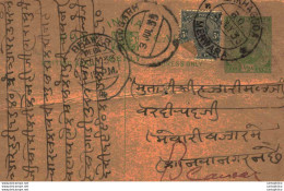 India Postal Stationery George V 1/2A Beawar Cds Merwara Cds - Cartoline Postali