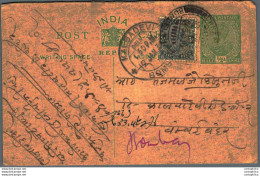 India Postal Stationery George V 1/2A Kalbadevi Bombay Cds - Cartes Postales