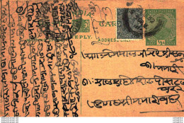 India Postal Stationery George V 1/2A - Cartoline Postali