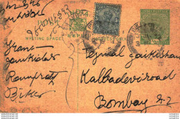 India Postal Stationery George V 1/2A To Bombay - Postcards