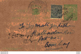 India Postal Stationery George V 1/2A Kalbadevi Cds Bombay - Ansichtskarten