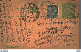 India Postal Stationery George V 1/2A Rajputana Cds Kalbadevi Bombay Cds - Postkaarten
