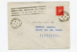 !! LETTRE PAR AVION DE MARIGNANE POUR DJIBOUTI DU 15/2/1942, CACHET SVCES AERIENS SPECIAUX PENDANT LE BLOCUS DE DJIBOUTI - 1927-1959 Cartas & Documentos