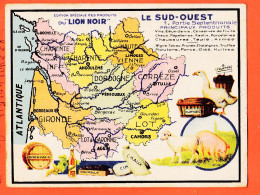 10101 ● Chromo Carte Géographique Région LE SUD-OUEST 1-Partie Septentrionale Bordeaux Cognac Cirage LION NOIR 10x13 - Aardrijkskunde