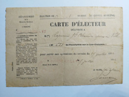 1894 CARTE D'ELECTEUR FOUGEROLLES (Haute-Saone 70) RAPENNE Epicier En Ville Membre Du Conseil Municipal - Historische Dokumente