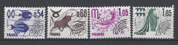 FRANCE 1977 TIMBRE PREOBLITERE 146 147 148 149 SIGNES ZODIAQUE POISSONS TAUREAU SCORPION VERSEAU - 1964-1988