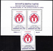 KOREA SOUTH 1984 Religion: Catholicism In Korea - 200. Single And Souvenir Sheet, MNH - Christianisme