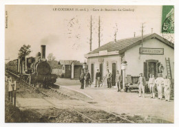 BEAULIEU LE COUDRAY (28) TRAIN ARRIVANT EN GARE ( REPRODUCTION D'UNE CARTE POSTALE ANCIENNE ) - Treni