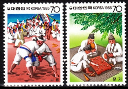 KOREA SOUTH 1985 Folk Traditions. 1st Issue. Sport Wrestling Chess, MNH - Sonstige & Ohne Zuordnung