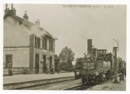 LA FERTE-VIDAME (28) TRAIN LOCO 120 T N° 10 DE L'OUEST EN GARE ( REPRODUCTION D'UNE CARTE POSTALE ANCIENNE ) - Eisenbahnen