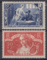 TIMBRE FRANCE CHOMEURS INTELLECTUELS N° 307/308 NEUFS ** GOMME SANS CHARNIERE - Unused Stamps