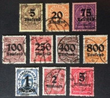 1923 Dienstmarken Hochinflation Aufdruckmarken Satz Mi. 89 - 98 - Oficial