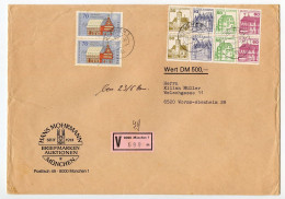 Germany, West 1981 Insured V-Label Cover; München To Worms-Abenheim; Booklet Pane & Europa / Esslingen Stamps - Storia Postale