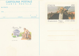 Italie 1986 Entier Francesco Vigo Vincennnes Emission Commune Etats Unis Italy Stationnery Joint Issue USA Postal Card - Emisiones Comunes