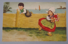 Cpa Litho Illustrateur  HARDY  ? Amag 0228 Enfant Duo Enfants Folklore Hollande Moulin Tulipes 1928 Mende - 1900-1949