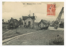 GRACAY (18) TRAIN TRACTÉ PAR LA LOCOMOTIVE 030 T PINGUELY N° 3 (REPRODUCTION D'UNE CARTE POSTALE ANCIENNE ) - Treni