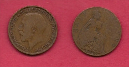 UK, 1920, Very Fine Used Coin, 1/2 Penny, George V, Bronze,  , KM 809,  C2221 - C. 1/2 Penny