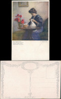 Künstlerkarte "Am Nähtisch" Künstler E. Payer, Art Postcard 1910 - Personnages