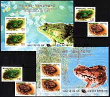 KOREA SOUTH 1995 FAUNA Animals Amphibians: Frogs. 2v (with IMPERF) And 2 Souvenir Sheets, MNH - Rane