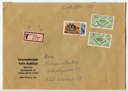 Germany, West 1970's Insured V-Label Cover; Freiburg Im Breisgau To Worms; Palais De L'Europe & Tortoise Stamps - Storia Postale