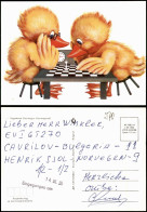 Motivkarte Thema Schach (Chess) Enten-Küken Beim Schachspielen 1989 - Contemporanea (a Partire Dal 1950)