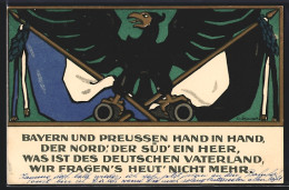 Künstler-AK Sign. Lina Von Schauroth: Frankfurt / Main, Nat. Frauendienst, Bayern Und Preussen Hand In Hand  - Sonstige & Ohne Zuordnung