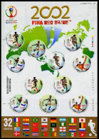 KOREA SOUTH 2002 SPORT Soccer: FIFA World Cup. Flags. MINI-SHEET, MNH - 2002 – Corée Du Sud / Japon