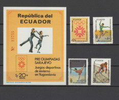 Ecuador 1984 Olympic Games Sarajevo Set Of 4 + S/s MNH - Inverno1984: Sarajevo