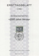 Germany Deutschland 1984-14 2000 Jahre Neuss, Grabstele Des Oclatius, Horse Horses Pferd, Novaesium, Bonn - 1981-1990
