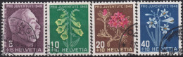 1948 Schweiz Pro Juventute ° Mi:CH 514-517, Yt:CH 467-470, Zum:CH J125-J128,  G. Wille Und Alpenblumen - Gebraucht