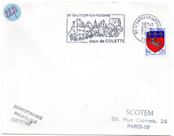 ECRIVAIN / COLETTE = 89 St SAUVEUR En PUISAYE 1968 = FLAMME Codée SUPERBE = SECAP Illustrée = ' Pays De COLETTE' - Escritores