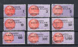 !!! FISCAUX VIANDES DE 1959, SERIE N°135/143 OBLITEREE - Timbres