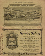 CARTE DE VISITE DOUBLE / HUITRES SAINES - ELEVAGES DES PARCS FERMES DE BALARUC LES BAINS - Tarjetas De Visita